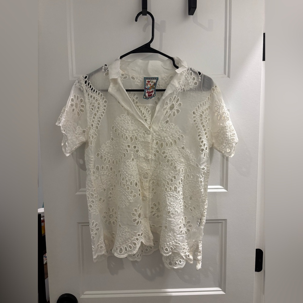 Johnny Was Cream Lace Blouse